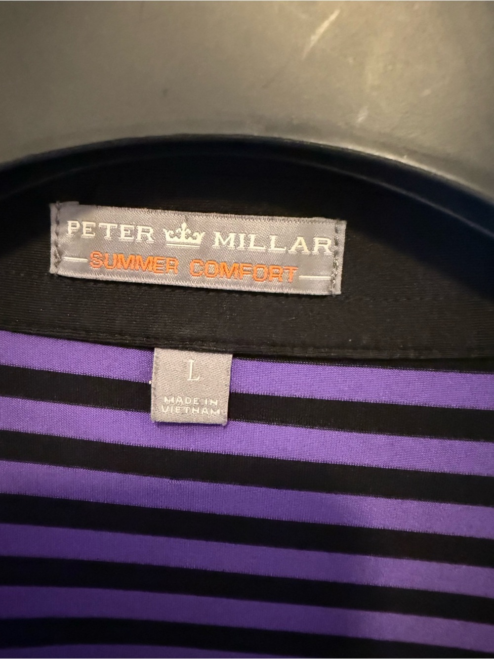 Peter Millar Black and Purple Striped Polo - Picture 2 of 2
